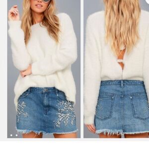 FREE PEOPLE size 2 Shine Bright Shine Far Mini Skirt Rhinestone Embellished  *